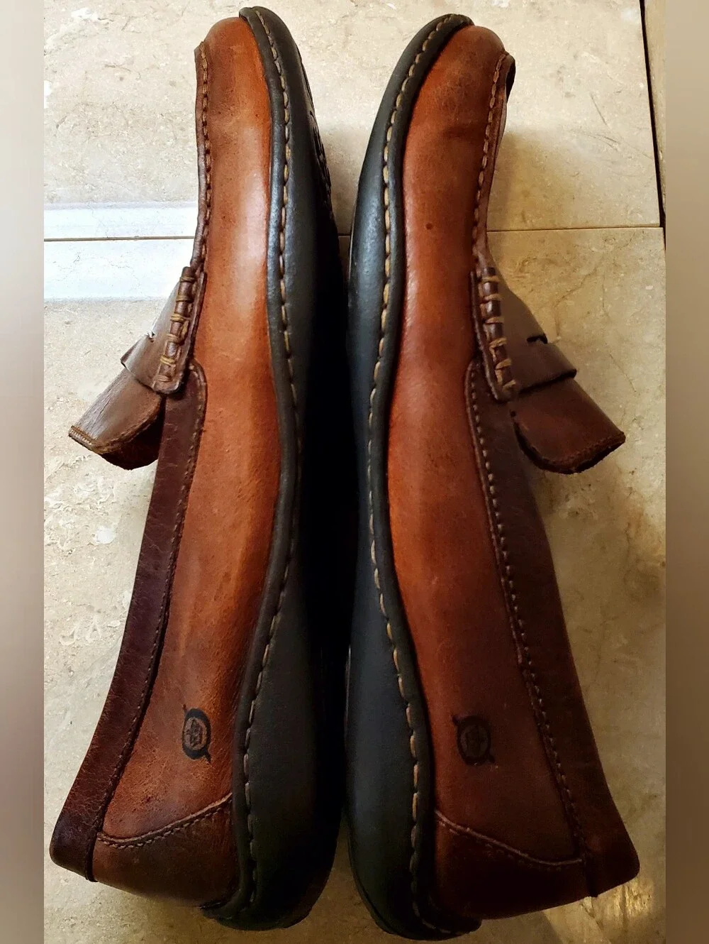 Born Men's Brown Leather Penny Loafers Size 10.5 M